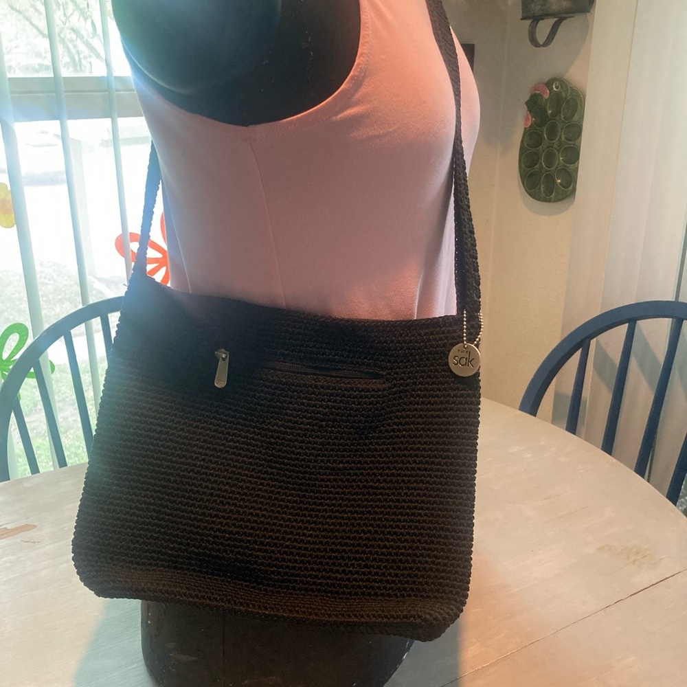 The Sak Black Crossbody Bag with Textured Design